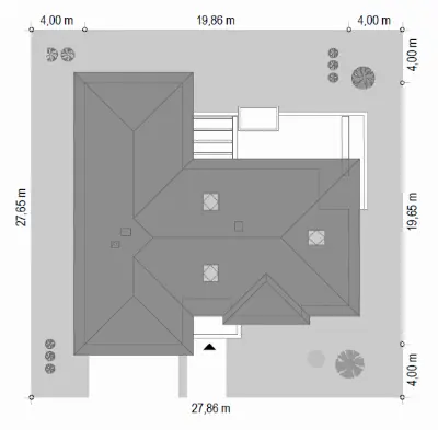Willa Parterowa wariant B — plan sytuacyjny 1 (odbicie lustrzane)