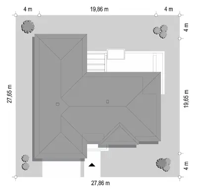 Willa Parterowa wariant C — plan sytuacyjny 1 (odbicie lustrzane)