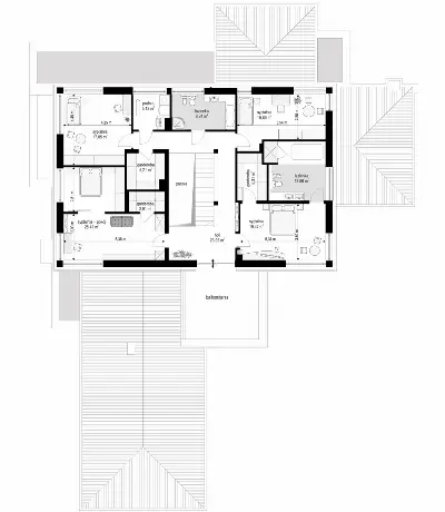 Willa z Basenem — rzuty kondygnacji 2 (odbicie lustrzane)