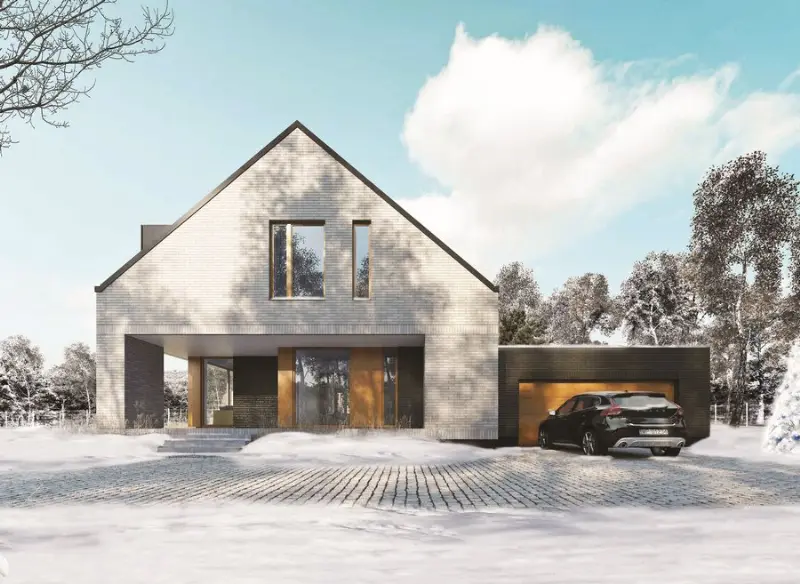Projekt domu Wykadrowany (z wentylacją mechaniczną i rekuperacją) — wizualizacja
