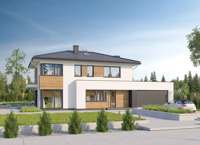 Projekt domu Wzorcowy - wariant I (aranżacja 1) — wizualizacja