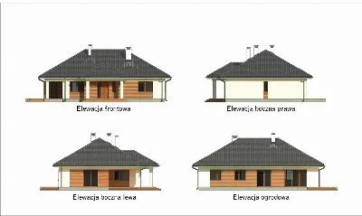 Zachodni widok - wariant I — elewacje 1 (odbicie lustrzane)