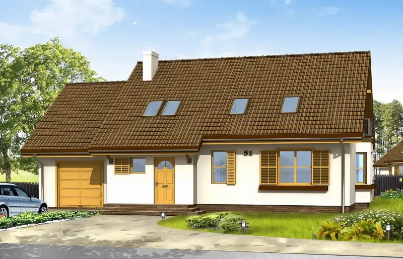 Projekt domu Zgrabny z przedsionkiem — wizualizacja