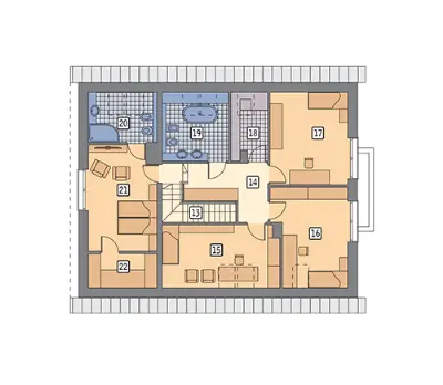 Zorganizowany (etap II) — rzuty kondygnacji 2 (odbicie lustrzane)